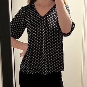 CeCe Floral Print V-Neck Blouse | XXS